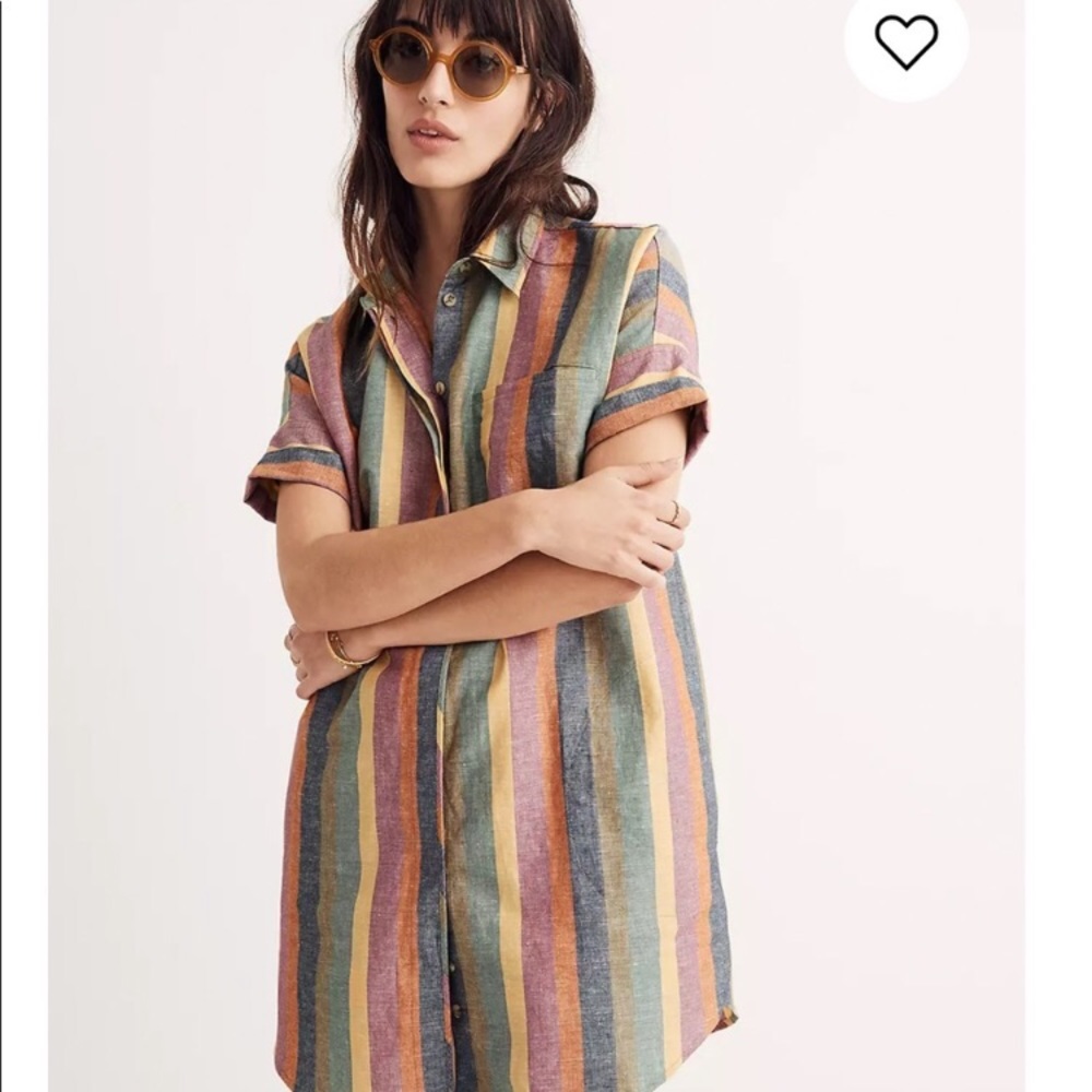 Madewell Courier Shirt Dress in Rainbow Stripe